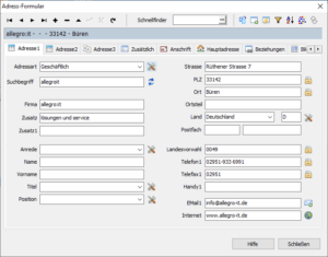 ProAdress Haupteingabe