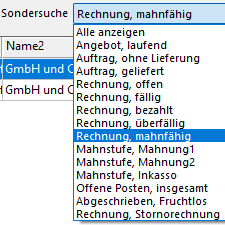 Aufträge Sondersuche