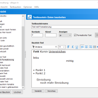 allegro:Zack Formatierte Texte